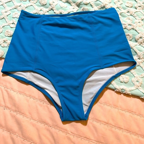 KORTNI JEANE Aqua/Teal High waist swim bottoms sz S - Picture 1 of 6